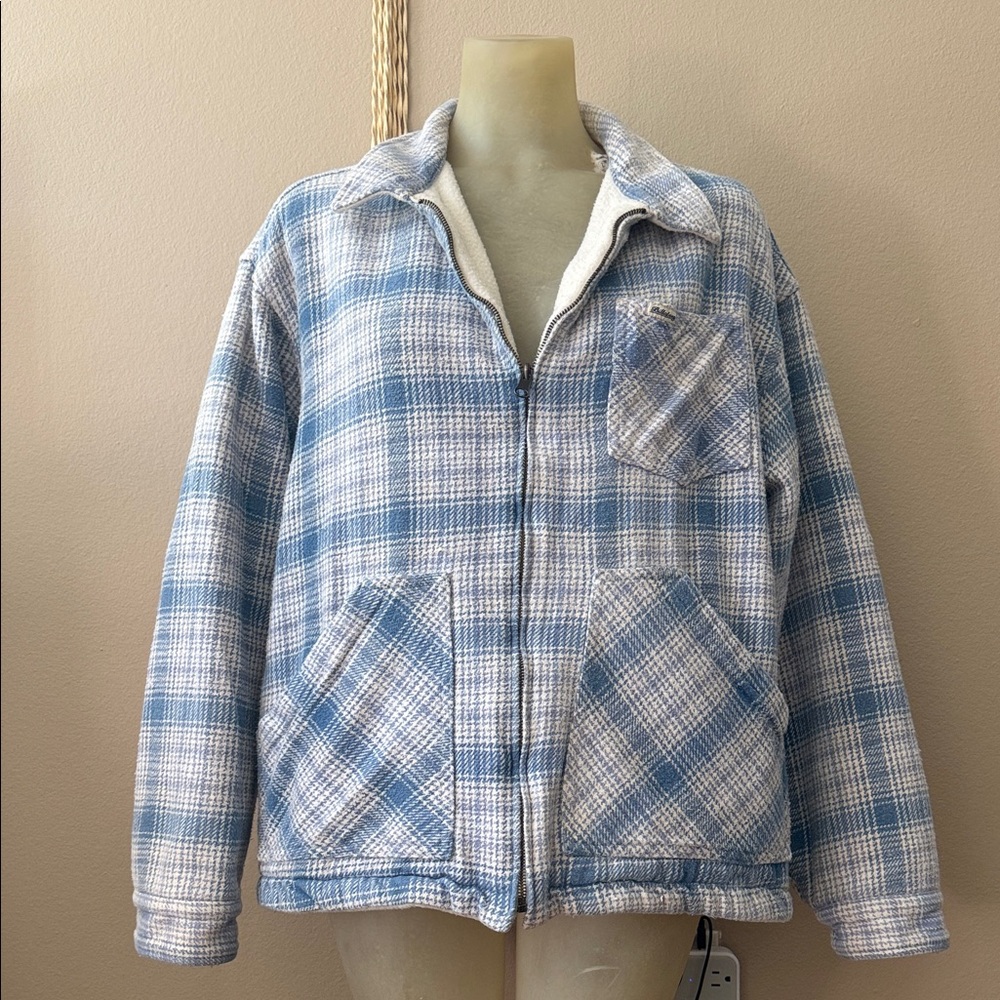 Vintage Billabong Blue and White Plaid Jacket Unisex -M 1990’s